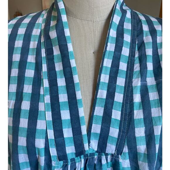 mes filles Wallis Mini Dress in Blue Green Gingham Check Size 1 Small/ Medium - Picture 4 of 8